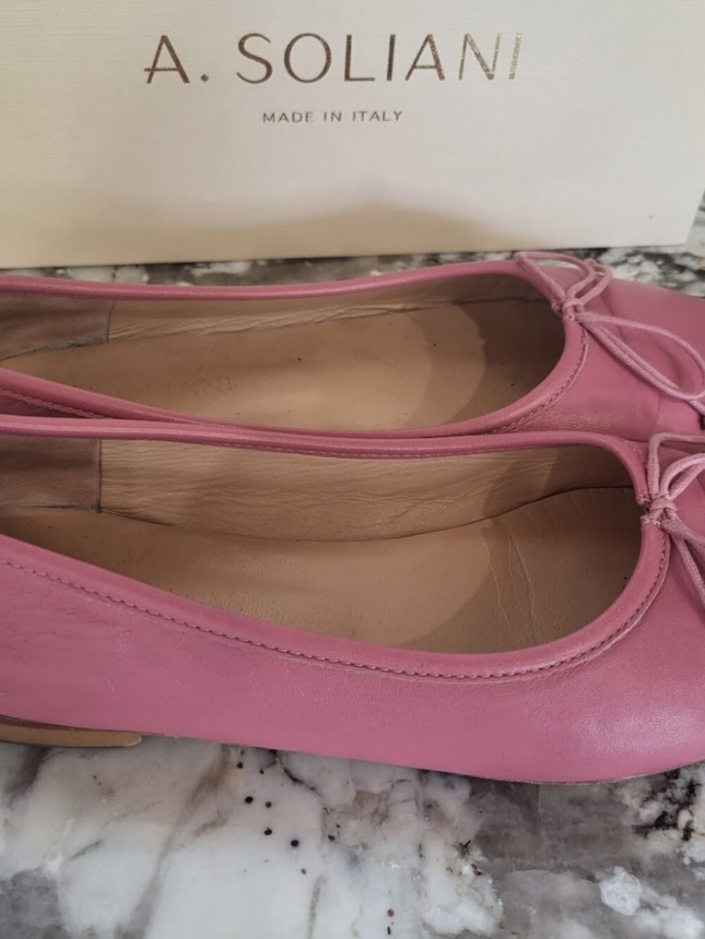 A. Soliani Pink Leather Ballet Flats